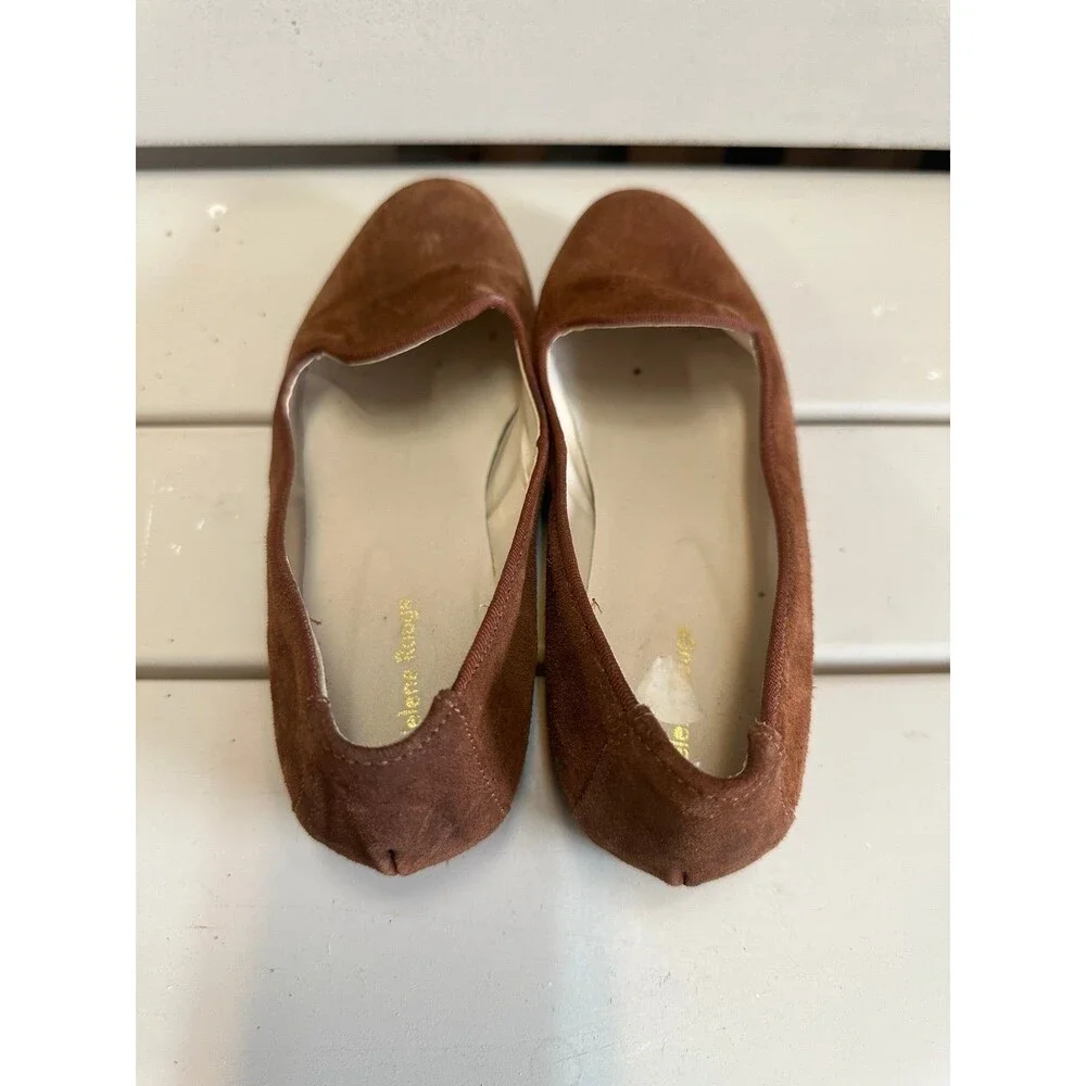 Helene Rouge Paris Quality Leather Suede Round Toe Slip On Ballet Flats 5.5